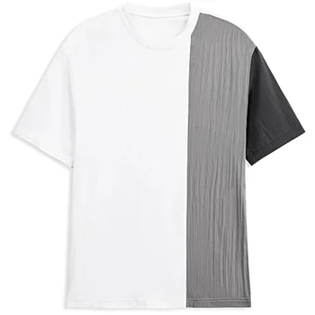 Color Block Tshirt Wholesale Round Neck  Patchwork Heavy Weight 100% Cotton T Shirt