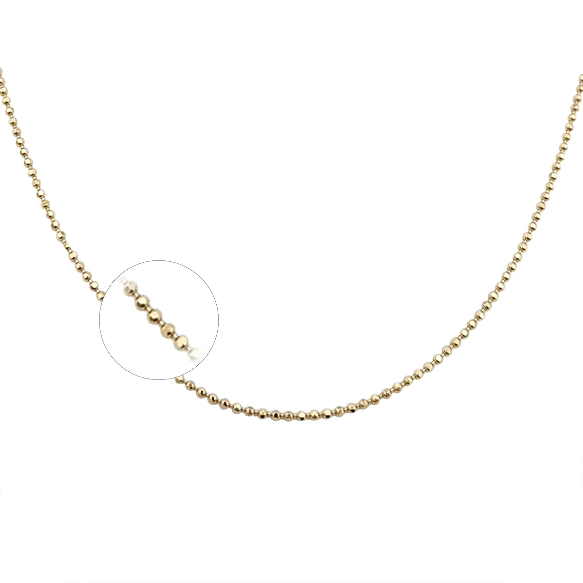 Fashion 14k Real Gold Ball Chain 16 