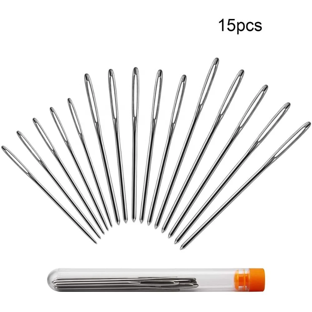 BronaGrand 55 Pieces Stainless Steel Big Eye Hand Sewing Needles Set with Different Sizes 