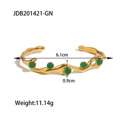 Vintage Green Natural Stone Imitation Pearl Embellished With Opening Color - Free Titanium Steel Bracelet Custom Bracelet
