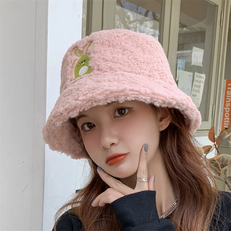 Retro Fall Winter Bucket Hat Female Fashion Fisherman Hat Thick Warm Women Winter Bucket Hat