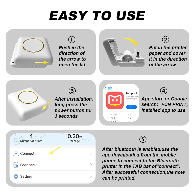 APP Control BT Connect 58mm Thermal Label Printer Scan Or Photo Portable Multifunctional Mini Printer