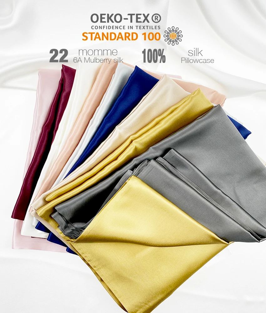 Wholesale customization 100% silk pillowcase with logo silk pillow case 25momme satin pillow case set