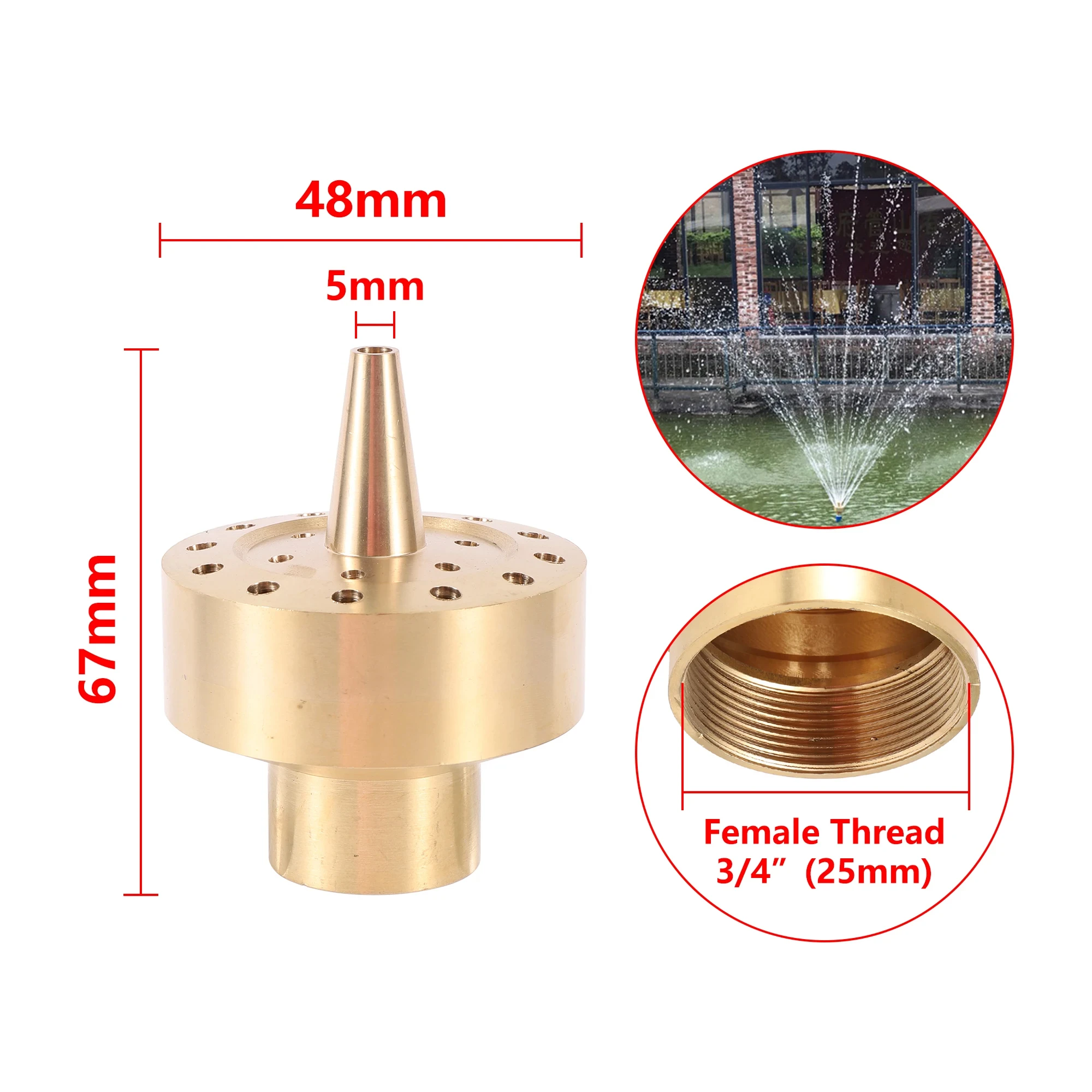 Brass Firework Column Fountain Female Thread 1/4" 1/ 3/4" Ornamental Nozzle Garden Park Hotel Landscape Made Stone Stainless manufacture