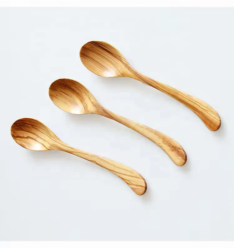New Olive Wooden Spoon with Long Handle Custom Logo Tasting Spoon for Home Kitchen Hotels Restaurants Wholesale Available