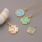Copper Zircon Necklace Wholesale Market Copper Plating 18k Drop Oil Tarot Zircon Pendant Necklace For Women