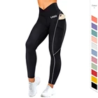 Reflective Yoga High Quality Quick Dry Active Wear Material Running V Shape High Waist Custom Ladies Tights Gym Leggings