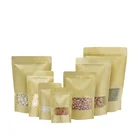 Food Packaging Pouch Food Packaging Bags Brown White Kraft Paper Bag With Clear Window Ziplock Standup Pouch