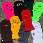 Balaclava Embroidery Logo Custom Design Balaclava 3 Hole Full Face Knit Ski Mask Beanie Hat
