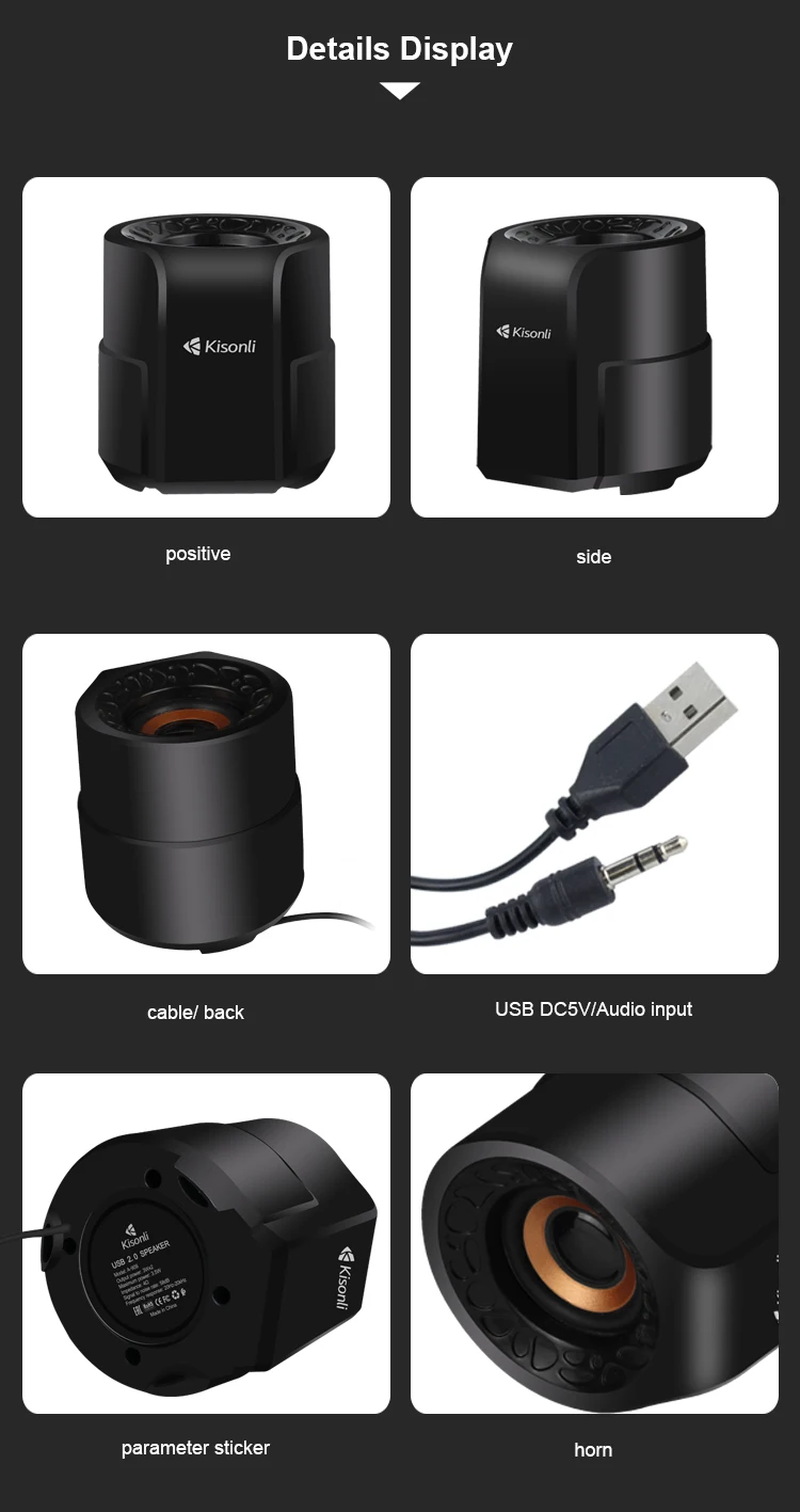 Kisonli A-909 Computer Mini Wired Speakers desktop portable speakers 12 Kisonli A-909 computer speakers desktop portable outdoor mini speakers