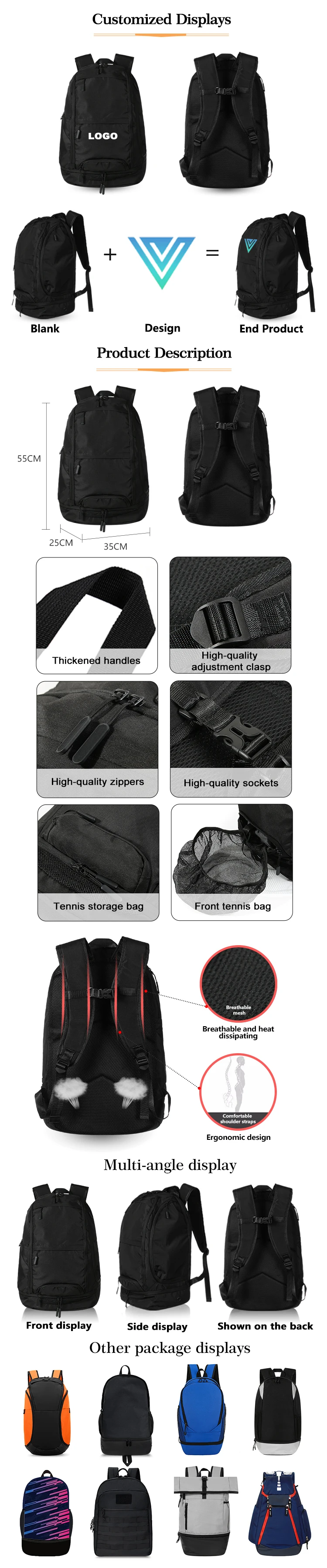 product custom sports bag sports backpack schoolbags travel hiking backpack basketball football soccer backpack tennis basketball bag-5