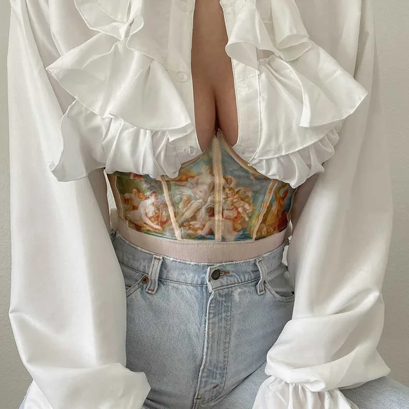 Summer Women Clothes 2021 Fashion Low MOQ Printed Girdle Corset Top
