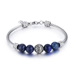 New Design Stainless Steel Chain Natural Stone Accessories Bead Bracelet
