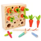 Wooden Game Wooden Children's Morning Lesson Fun Puzzle Game Magnetic Pull Radish Catch Insects