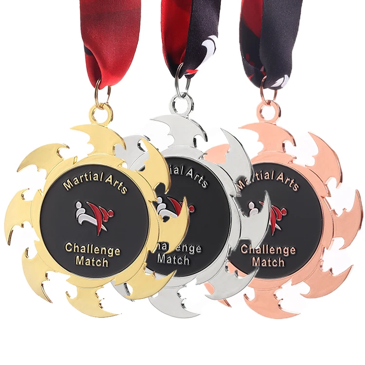 Custom Design Gold Sliver Bronze Dart Shape Medal Zinc Alloy Metal Award Martial Arts Kung Fu Medals supplier