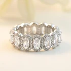 Ring Ring Band Solid Silver 925 Rhodium Ring White Gold Wedding Band Baguette Diamond Cz Eternity Band