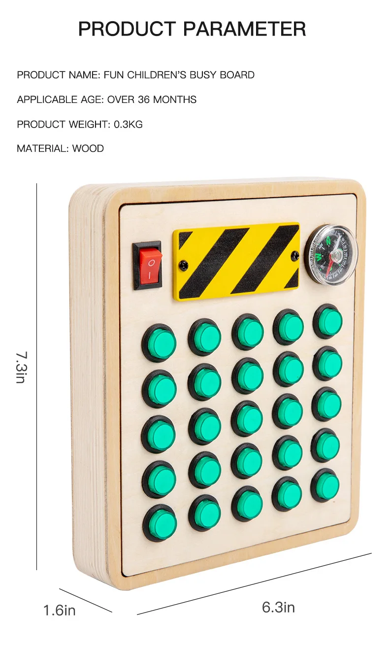 LED-Leuchten Busy Board Kleinkinder Spielzeug Montessori Holz Sensorisches Spielzeug Vorschulische Lernaktivitäten Bildung Zappelspielzeug für Kinder Fabrik