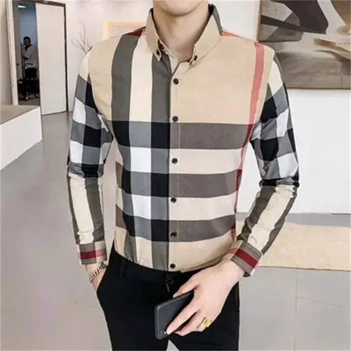 2024 Professional High Quality Men's Casual Dress Shirt Button Down Shirts Long-Sleeve Work Shirt