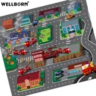 Set Toys Dinosaur Construction Firefighter Military CITY Animals Figures Set Road Traffic System Play Mat Toys For Kids