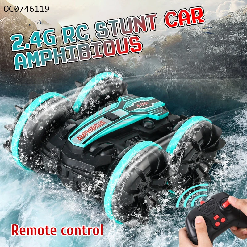 2.4G Amphibious boys toys remote control rotating rc stunt car 360 2022