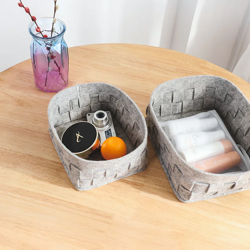 Customized Foldable Kid's Toy Snack Organizer Desktop Felt Storage Basket