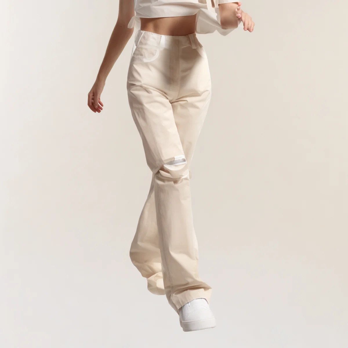 New Casual Fashion Zipper Pocket Wide Leg Pants Ripped Flare Denim Womens Jeans manufacture