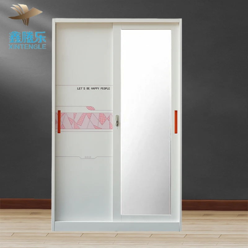 Modern 2-Door Sliding Wardrobe Guardaroba Scorrevole Fitted Wardrobes with Metal Bedroom Furniture Lemari Pakaian Designs