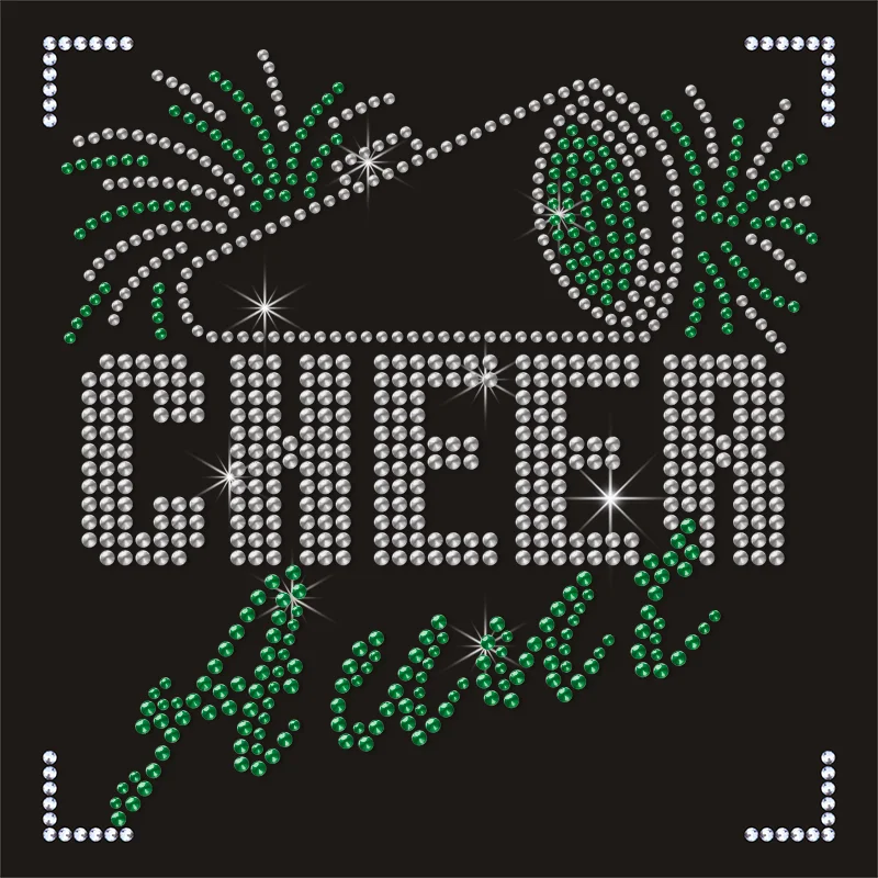 Cheer Letters Uniform Patches with Glitter Rhinestones Custom Garment Bag for Sportswear or Costumes