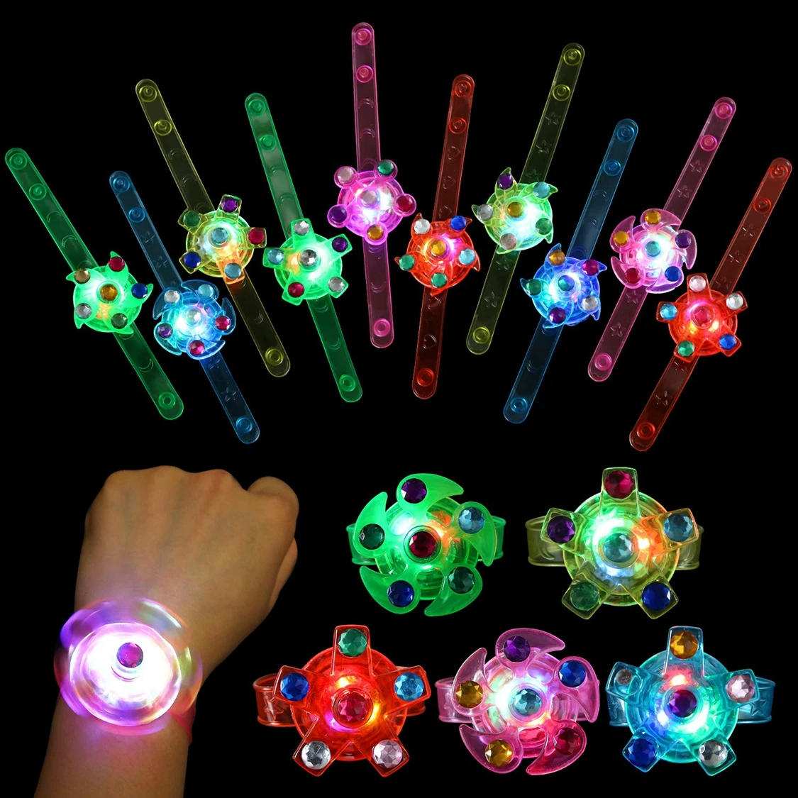 New Creative Kids Party Favors Pack LED Light Flashing Gyro Watch Glowing Bracelet Gifts Toys for Kids