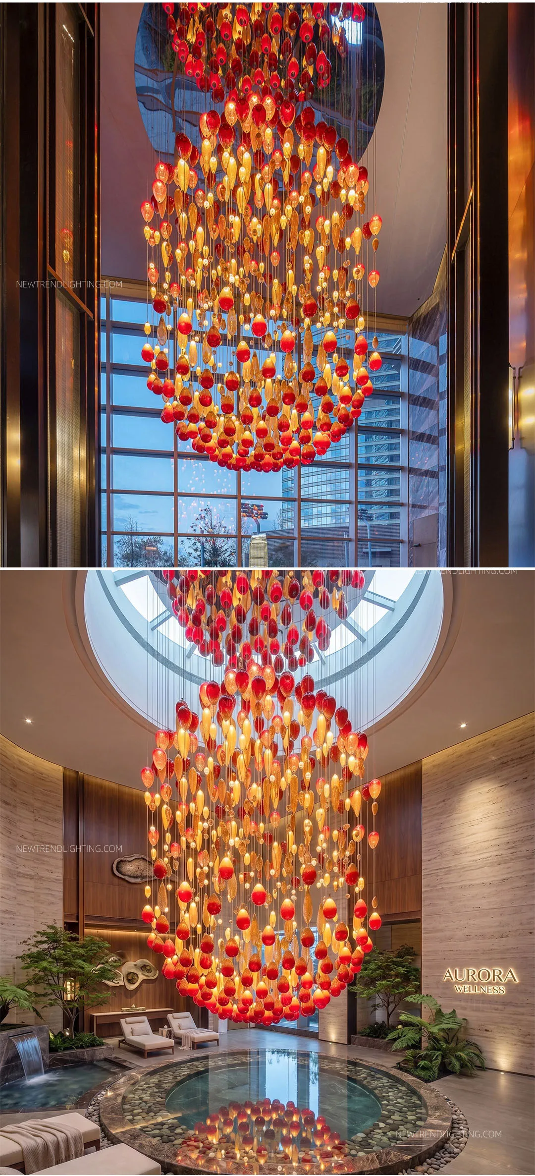 cpl 523 custom glass led chandelier oversized bespoke statement lighting manufacturer for hotel lobbies grand halls-2