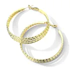 Gold Hoop Wholesale Fashion Trendy 4 Circle Twisted Statement Gold Plated Chunky Big Hoop Earrings For Women