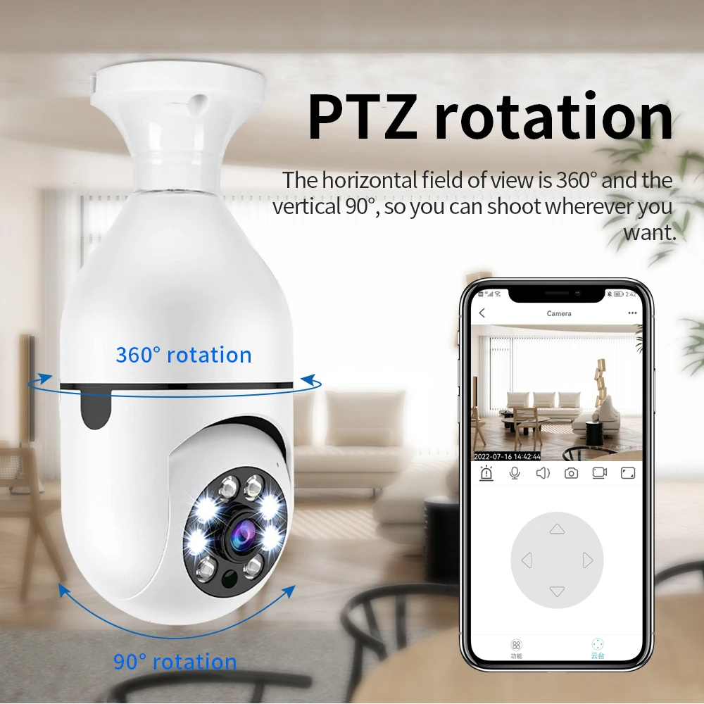 Factory Cheap Sales PTZ bulb camera 360 degree Outdoor Ip Wireless Camara Network Bulb Cctv Wifi Ptz Security Camera Light Bulb