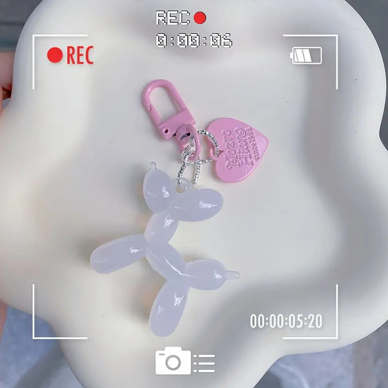 Wholesale Cartoon Mobile Phone Bag charms Car Pendant 3D pearl puppy Dog Keychain Cartoon Key ring Cute Balloon Dog Key Chains