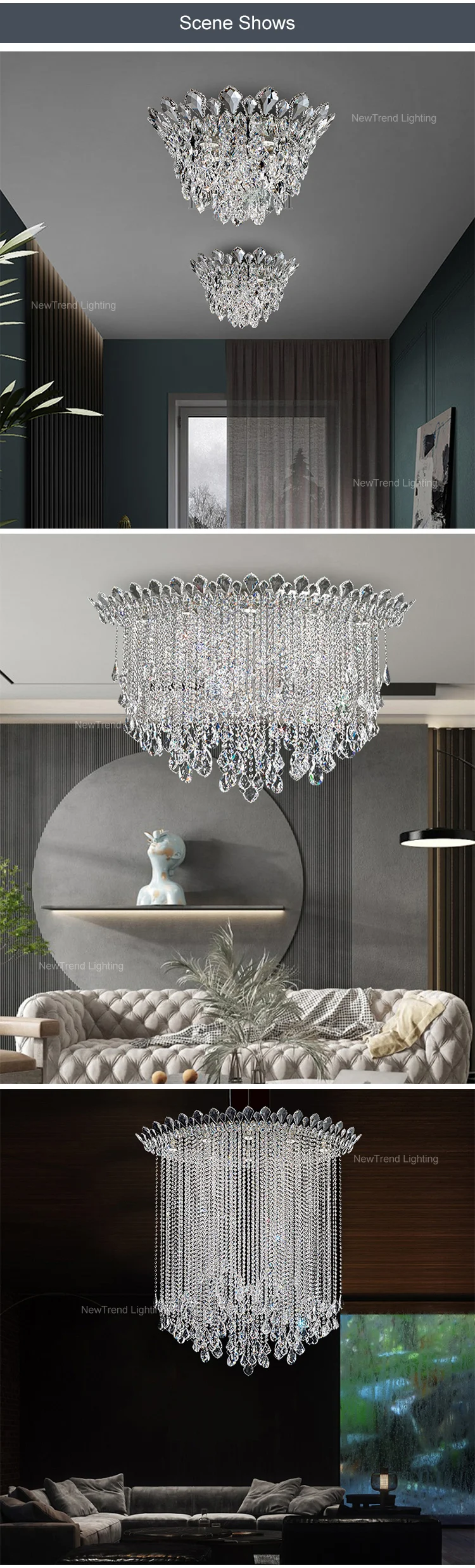 CPL-112 Modern Indoor Decoration Large Project Hotel Lobby Villa Staircase Luxury Crystal Chandelier supplier
