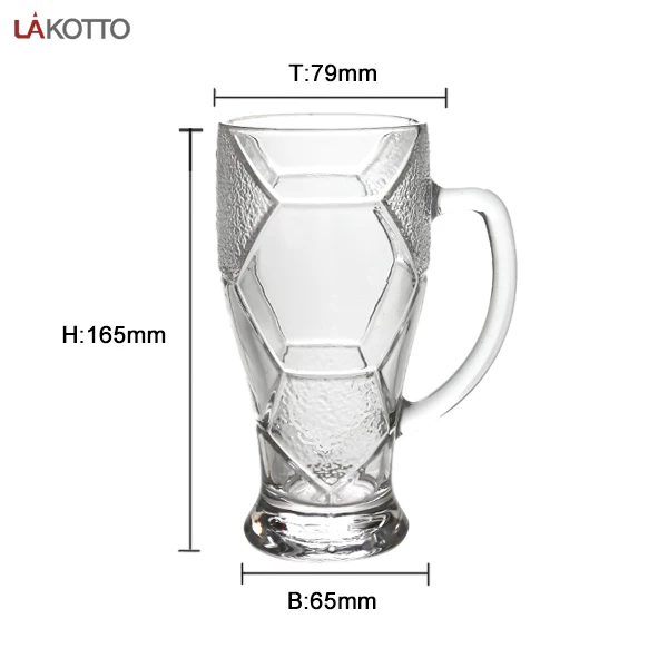 custom logo sublimation 400ml football shaped wholesale glass beer steins mugs with handle
