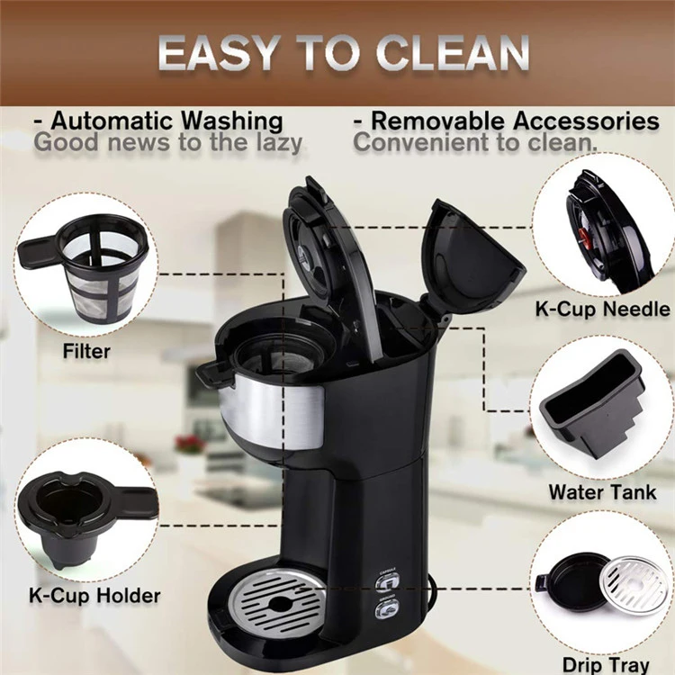Stainless Steel Coffee Maker Machine Compatible with K-Cup Pod Coffee Maker 3-in-1 Single Serve Coffee Maker