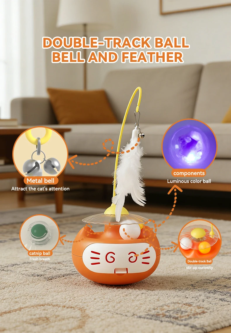 New Tumbler Feather Cat Wand Toy With Catnip Glowing Design Relieve Boredom Interactive Play Toy for Cats Kittens Pet Supplies details
