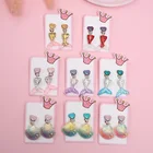 Shell Earrings JOJO Fashion Cute Cartoon Gradient Mermaid Fishtail Shell Earrings Jewelry For Kids Girls