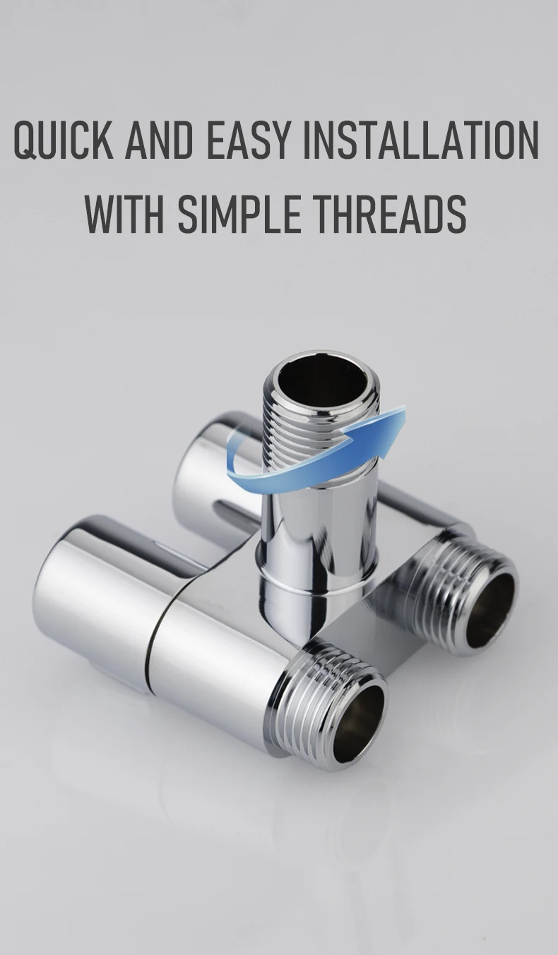 Hot Selling Brass 1 in 2 Out Angle Valve Double Handle Shunt Faucet Diverter New Design 3-Way Gun Grey Bathroom Kitchen Hotel manufacture