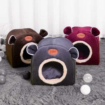 High quality OEM cute collapsible cat house breathable dog bed pet winter warm houses kennel