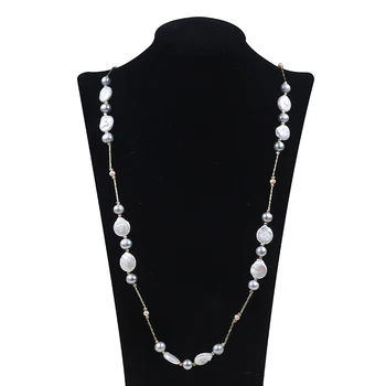 Fancy coin freshwater pearl necklace costume jewelry