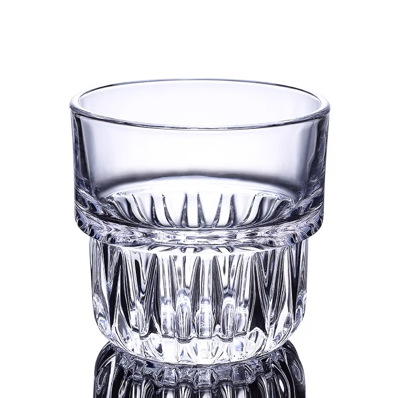 High-Value Whiskey Glass Transparent Soda Lime Glass Home Bar Restaurant Embossed Juice Drinking Cup