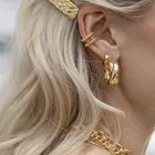 Gold Hoops 2020 Dainty Fashion Brass 25mm Gold Plated Chunky Twist Hoops Earrings Women