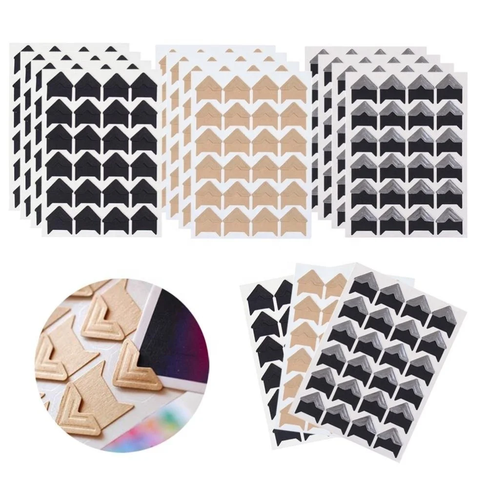 Photo Mounting Paper Corner Stickers for DIY Scrapbook Albums Wode Shop 10 Sheets Photo Corners Self Adhesive Stickers 