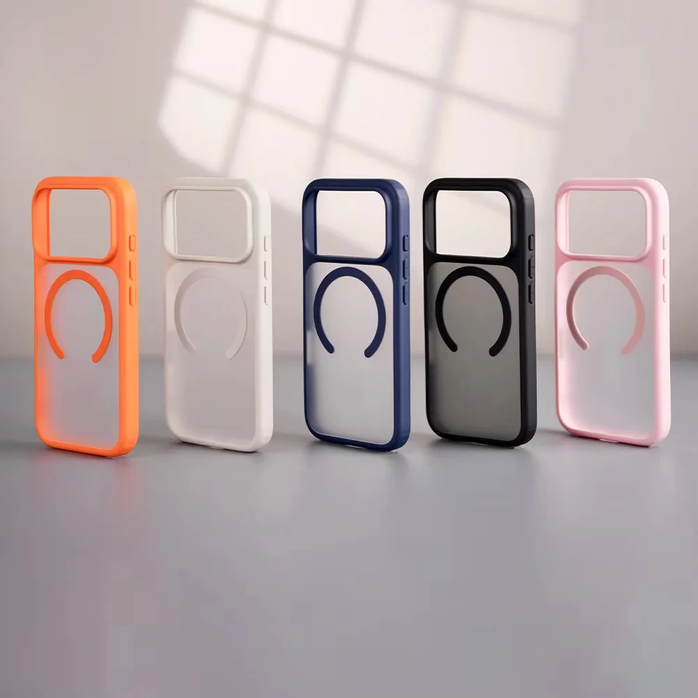 product laudtec clear shockproof mobile phone cover frosted magnetic tpupc simple back case for iphone air 17 16 plus pro max sjk1110-4