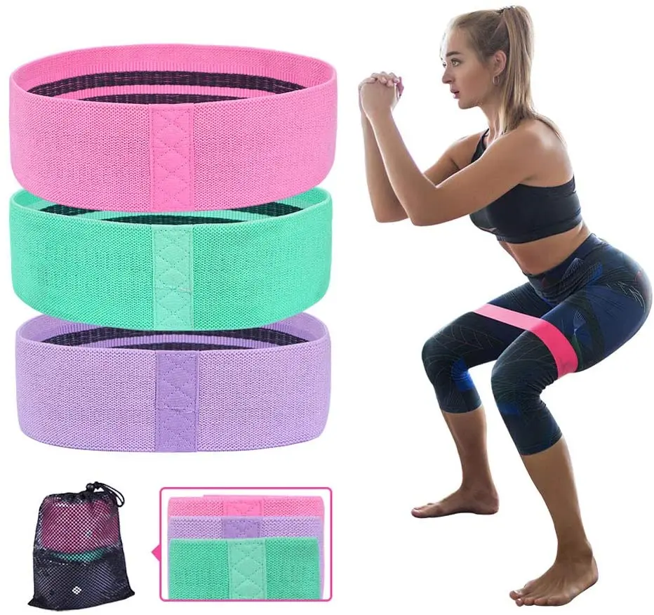 Fabric Cloth Resistance Booty Bands Loop Set of 3 Exercise Workout Gym Fitness 
