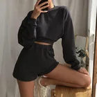 Sweat Suit Custom Sweatsuit 2 Piece Set Tracksuit Women Drop Shoulder Jogger Shorts Cotton Plain Sweat Suit