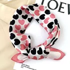 Fashion Scarf 2021 New Fashion Sweet Love Silk Small Square Scarf Female Decorative Scarf 53x53 Small Scarf