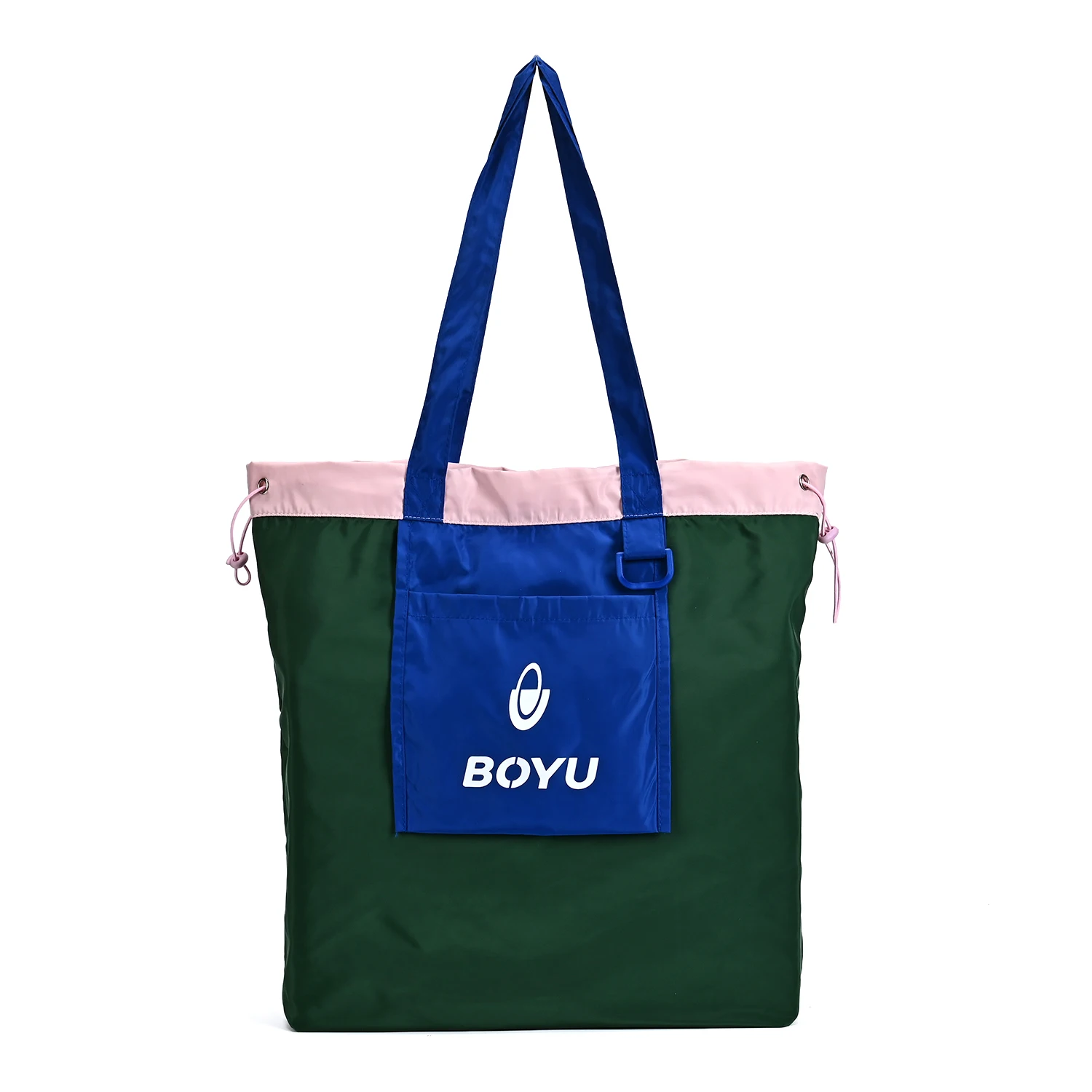 Color Blocking Lightweight Polyester Cloth Bag Simple and Fashionable Underarm Eco Friendly Shopping Bag Supermarket Purchases factory