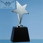 Black Trophy Blank Black Crystal Column With Silver Star Trophy For Business Promotional Awards